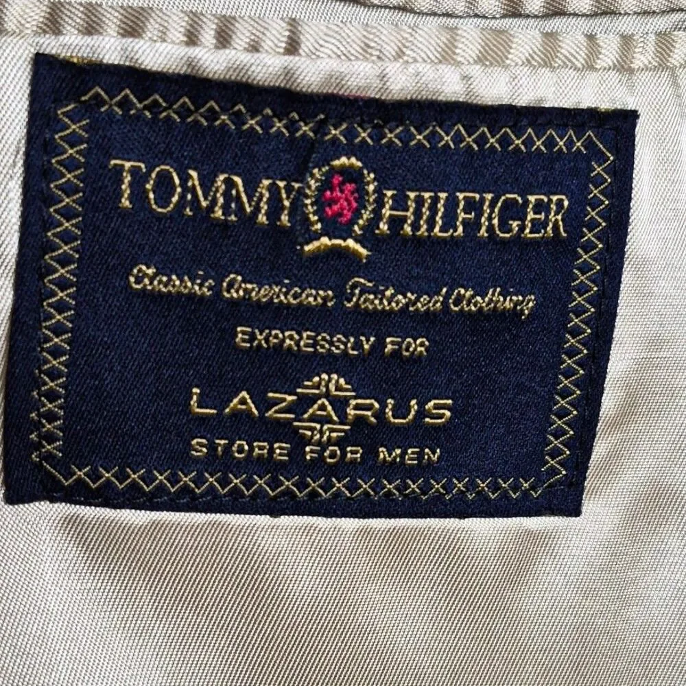 Vtg Tommy Hilfiger 42L Brown Houndstooth 3Pc Suit Set Old Money Academia Wedding